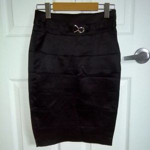 Black Bandage Pencil Skirt w. Belt